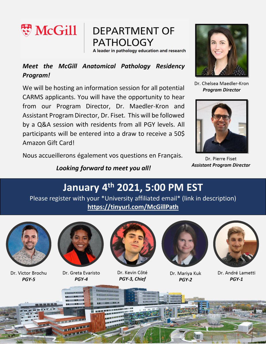 🙋🏽‍♀️ #MedTwitter x #PathTwitterFamily   Come virtually visit us at <a href="/McgillPathRes/">McGill Pathology Residents 🔬</a> on Jan 4th 🙆🏾‍♀️ Spread the word <a href="/McGillMed/">McGill Medicine and Health Sciences</a> <a href="/MimosaLuigi/">Mimosa Luigi</a> <a href="/victoirekpade/">Victoire Kpadé</a> <a href="/SarahSuthh/">Sarah Sutherland</a> <a href="/SabBergeron/">Sabrina Bergeron, PhD</a> <a href="/SimonRoyMD/">Simon Roy MD</a> <a href="/sarah_glogowski/">Sarah Glogowski, DO</a> <a href="/ALBoothMD/">Adam L. Booth, MD</a> <a href="/kkuanMD/">Kevin Kuan</a> <a href="/PathPod/">The PathPod Podcast</a> <a href="/DonKarcherMD/">Donald Karcher, MD, FCAP</a> @ElanHahn @MyPsammoma <a href="/bmsacanada/">Black Medical Students' Association of Canada</a>
