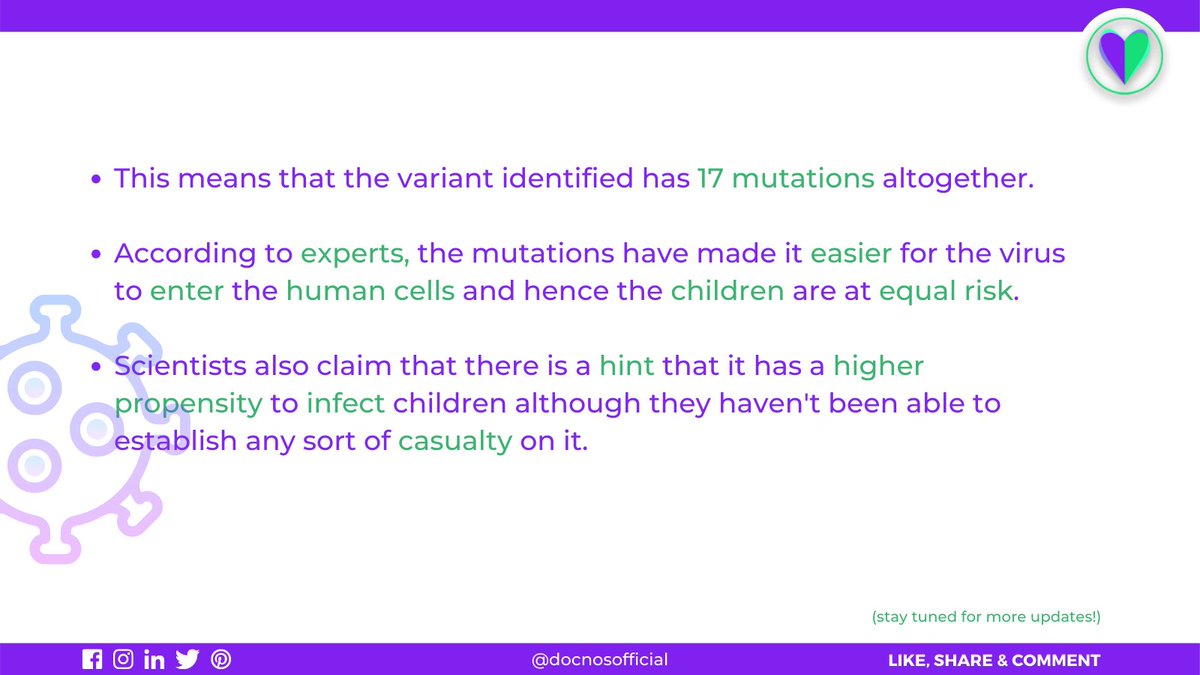DocnosOfficial's tweet photo. The new mutated strain of the Coronavirus seems to have a higher risk on children than the previous one &amp; it is quite concerning.
Read the post to know more.

#COVIDSecondWave #COVID19  #coronavirus #medicalnews #CoronavirusStrain #coronavirus #medicalnews #docnos #docnosofficial https://t.co/oMKp3MfzKD