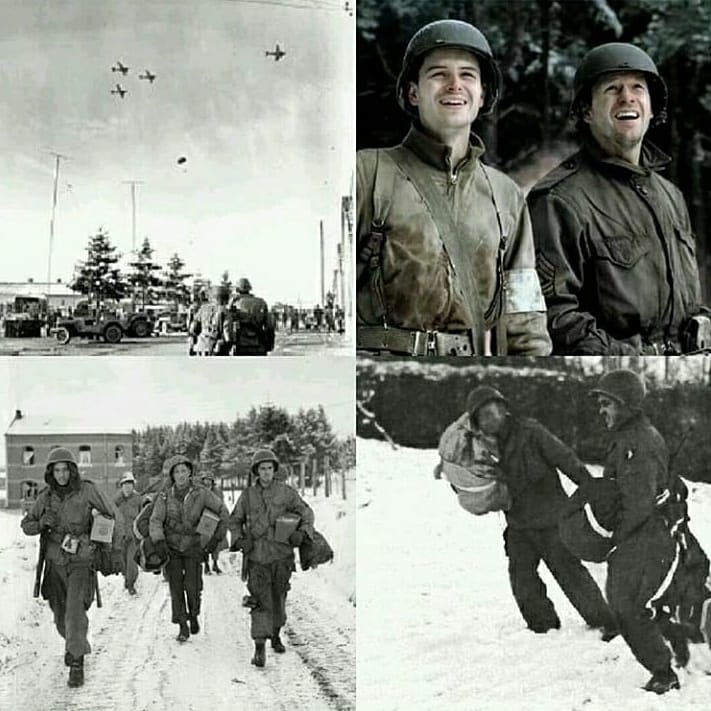 At 11.50 hundreds of colored parachute canopies floated down from the sky over Bastogne. By the afternoon, 241 C47s had delivered 144 tons of supplies to the American troops on the ground.20/