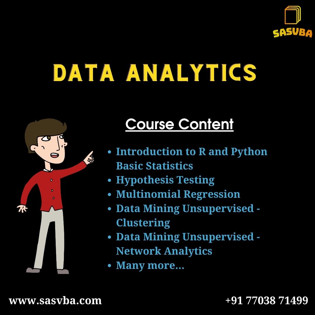 SasvbaInstitute's tweet image. Learn Data Analytics Training from Industries Experts. Make your career in Advance Excel Now.
Placement Assistance Provided also.
For More Info
Call Us at 7703871499
see more: sasvba.com/best-data-anal…
#dataanalytics #datascience #data #machinelearning #datavisualization