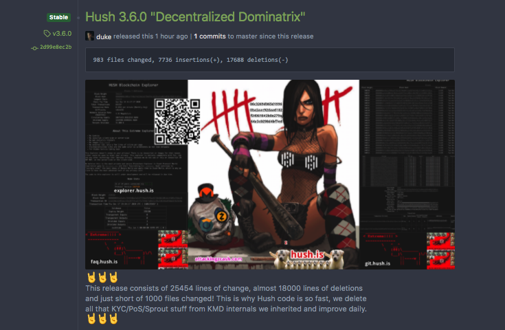 MyHushTeam's tweet photo. $HUSH 3.6.0 "Decentralized Dominatrix" descends into the pits of privacy hell to defeat $KMD KYC attackers and $ZEC taddr cuckz alike.

$XMR looking rough.

#Bitcoin Protocol Is Law

https://t.co/vl02NkwA03

https://t.co/3sOK5HEDDU
https://t.co/SEsBHdpahJ
https://t.co/65xrwwJDQU https://t.co/oigtsINO7i