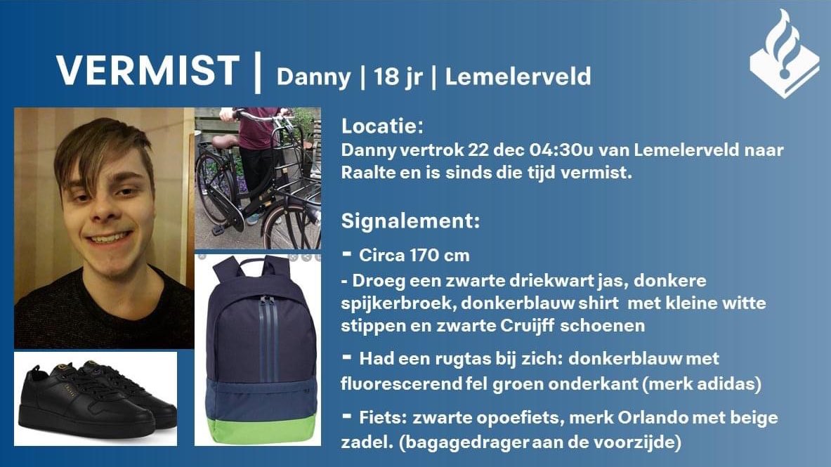 SirenesDeventer's tweet image. RT AUB! 🚨

18-jarige jongen vermist in de omgeving Raalte. Meer info en signalement: facebook.com/21077044861538…