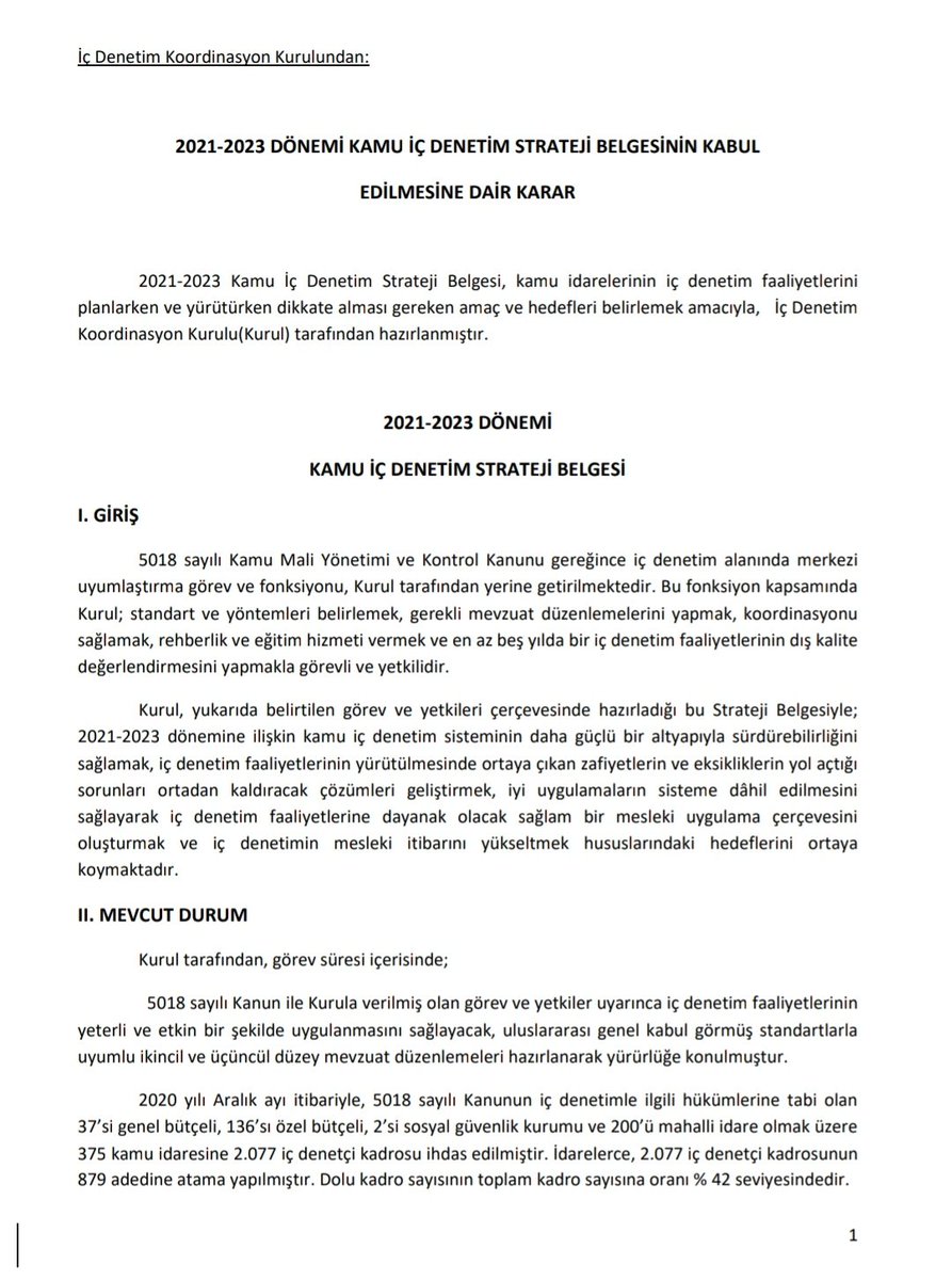2021-2023 Dönemi Kamu İç Denetim Strateji Belgesi #İDKK tarafından yayımlanmıştır.

Strateji Belgesi için tıklayınız;
hmb.gov.tr/duyuru/2021-20…