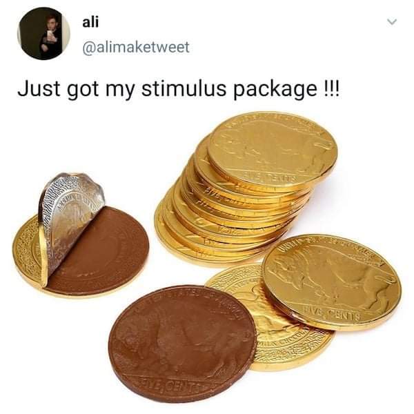 hacktax1's tweet photo. This was my stimulus package as a kid. #StimulusPackage #chocolatecoins https://t.co/4LqRz1sQtj