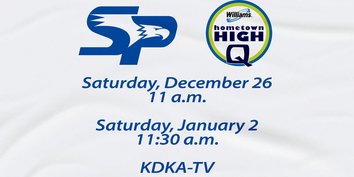 SPSDinfo's tweet photo. Cheer on South Park High School students Josh Bennett, Alysa Hoellein and Preston Cecotti on Hometown High Q this Saturday at 11 a.m. on KDKA. The episode will re-air on January 2 at 11:30 a.m. https://t.co/FhBUuRISrW