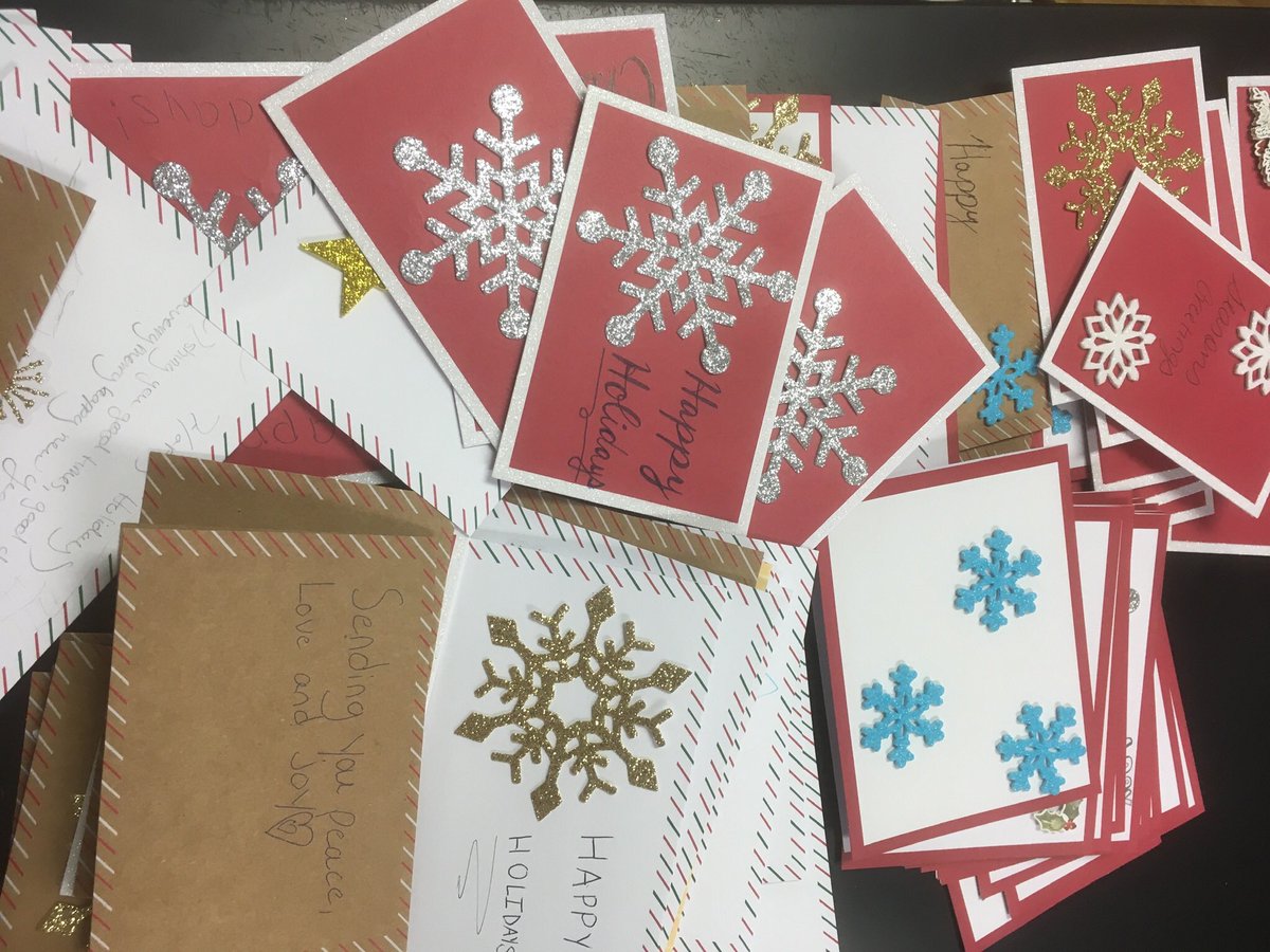 Took a few minutes of class to make Holiday cards for patients in the long-term care facility of our local hospital 🙂