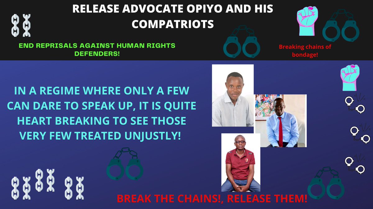 Charles_donalds's tweet photo. @trishangloria Together we Defend Rights!
#FreeNicholasOpiyo 
#FreeNickOpiyo 
#FreeOdurAnthony 
#Freehamid
#FreeEsomuObure https://t.co/1pDqARus4o