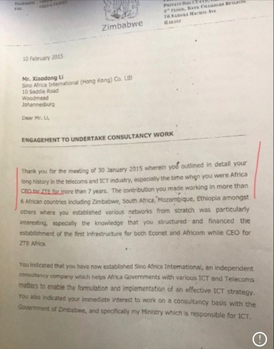 2. Below, is the mandate letter corruptly issued by ex-ICT Minister on 10 Feb 2015.  @matandamoyo  @thabani_vusa  @MoJLPA  @ZACConline