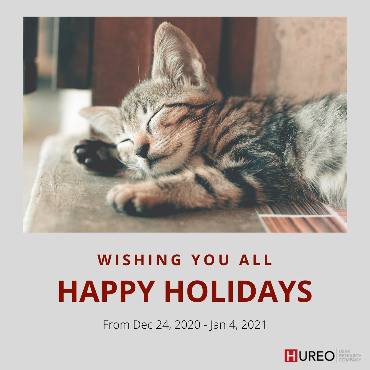As we near the end of an eventful year, we at hureo.com are all set for our annual year-end leave! Thank you for being a part of our journey and we will see you in the new year.

Happy Holidays and a Happy New Year from all of us at Hureo!

#ux #uxresearch