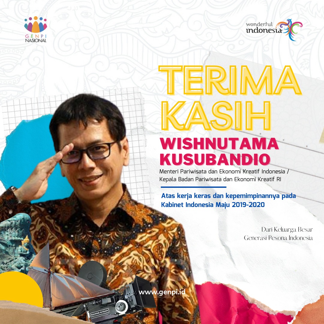 genpibabel_'s tweet photo. Segenap Keluarga Besar Komunitas Generasi Pesona Indonesia @genpi_id ingin berterima kasih atas dedikasi, kerja keras, loyalitas dan kontribusi Bapak @wishnutama atas kepemimpinannya sebagai menteri pariwisata dan ekonomi kreatif (@Kemenparekraf) selama periode 2019-2020.⁣⁣⁣ https://t.co/lkqqcoXsLn
