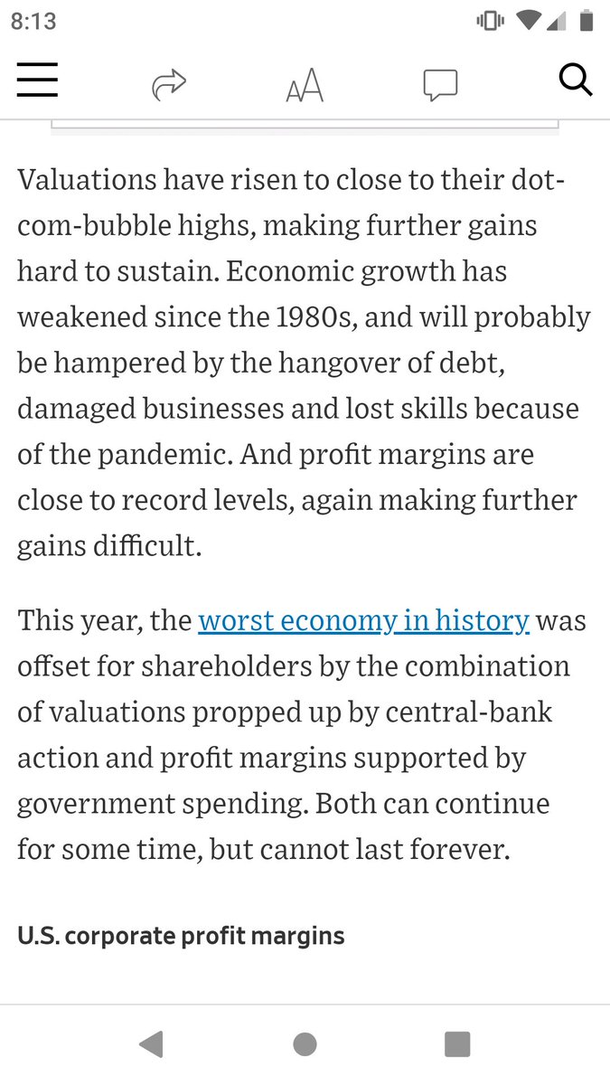 You might think the "worst economy in history" wouldn't have near record profit margins, but you would be incorrect  https://www.wsj.com/articles/should-you-borrow-to-the-hilt-and-put-it-all-into-stocks-11608134838