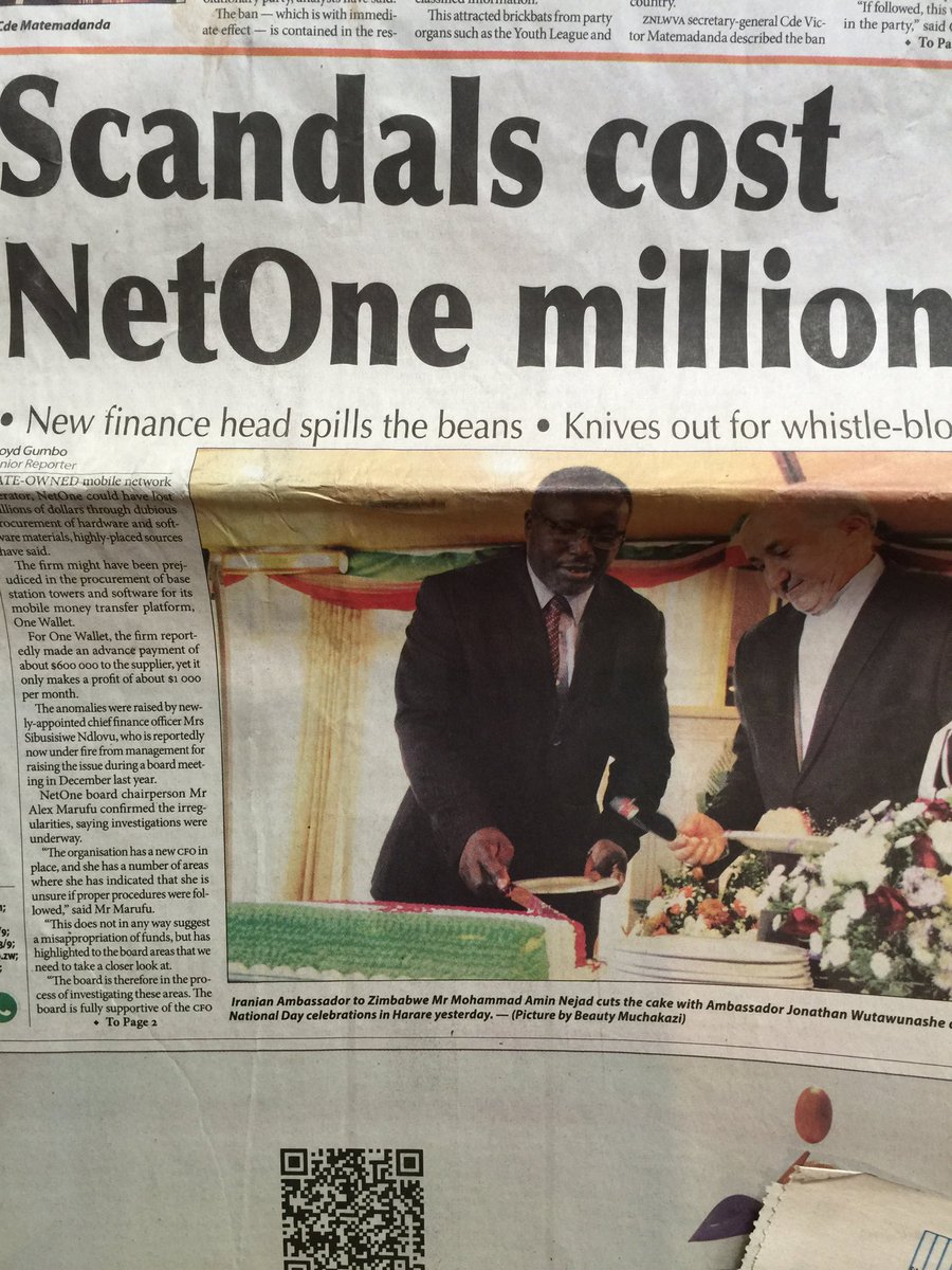 7. The following day, on 12 Feb 2016,  @HeraldZimbabwe published on its front page, an article making all manner of malicious and false accusations against me, which accusations were most likely orchestrated by ex-ICT Minister.  @matandamoyo  @ZACConline  @thabani_vusa  @MoJLPA
