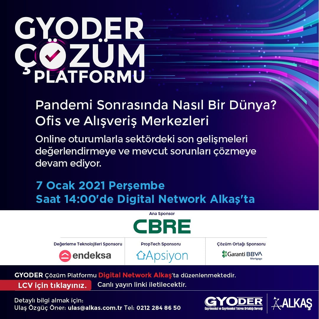 AlkasGroup's tweet photo. Gyoder Çözüm Platformu  ikinci yayını 7 ocak 2021Digital Network Alkaş’da! "Pandemi Sonrasında Nasıl Bir Dünya ? Ofis ve Alışveriş Merkezleri "canlı yayınımıza kayıt olmak için linke tıklayınız.
https://t.co/77GY09XetU https://t.co/1Mzn4LkCQn