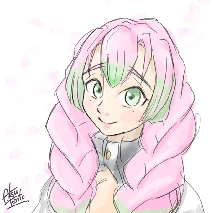アツテン★Secret Tea PartyさんがTwitterに投稿した甘露寺蜜璃(鬼滅の刃)のイラスト。