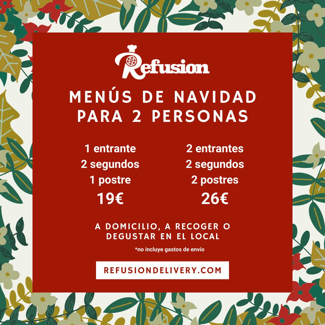 Tenemos menús de navidad para 2 personas para enviar a domicilio, a recoger o degustar en el local! Entra en refusiondelivery.com para ver todas las opciones y pedir 😋

#conlosrefugiados #WithRefugees #foodie