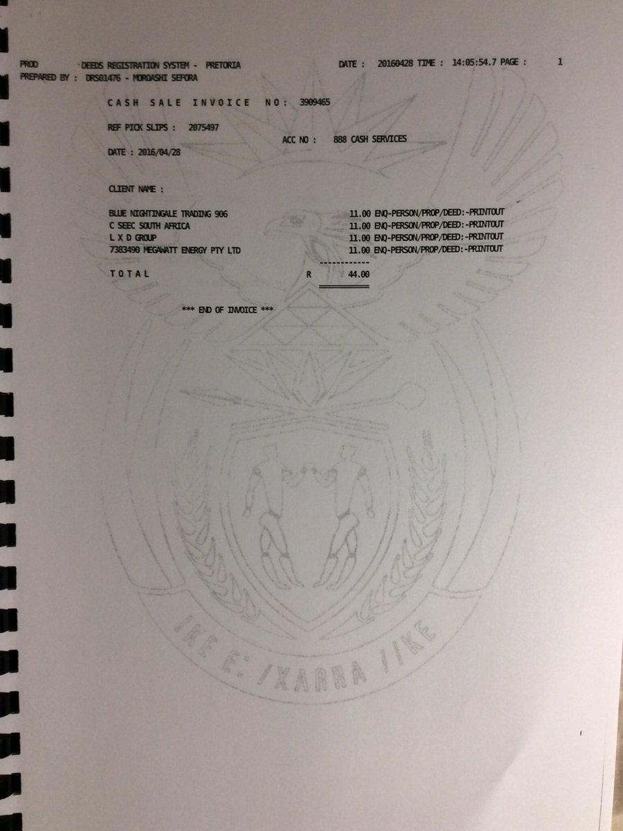 10. Here is the interesting part: Blue Nightingale Trading and two of Mr Li Xiaodong’s Companies, Megawatt Energy, LXD Group & C SEEC South Africa, jointly owned a property in Woodmead, SA.  @matandamoyo  @ZACConline  @MoJLPA  @thabani_vusa