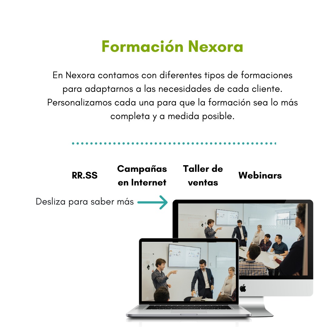 Nexora Formación✅  ¿Te gustaría aprender a #vender más?📈📈 Descubre nuestras #formaciones totalmente personalizadas y adaptadas a tu negocio. Te enseñaremos a manejar las #herramientasdigitales que necesites y sacarles el máximo provecho.🙌👏