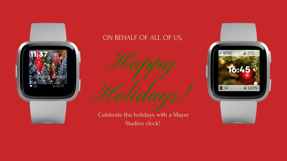 mayerdevstudios's tweet image. On behalf of all of us, we wish you a Happy Holiday! Know how many days to Christmas with Snowy Christmas(bit.ly/33wAzLa), or add a bright festive spirit with switching scenes with Holliday Time(bit.ly/3hgLdOS)
#made4fitbit #fitbit #holidays #MerryChristmas #new