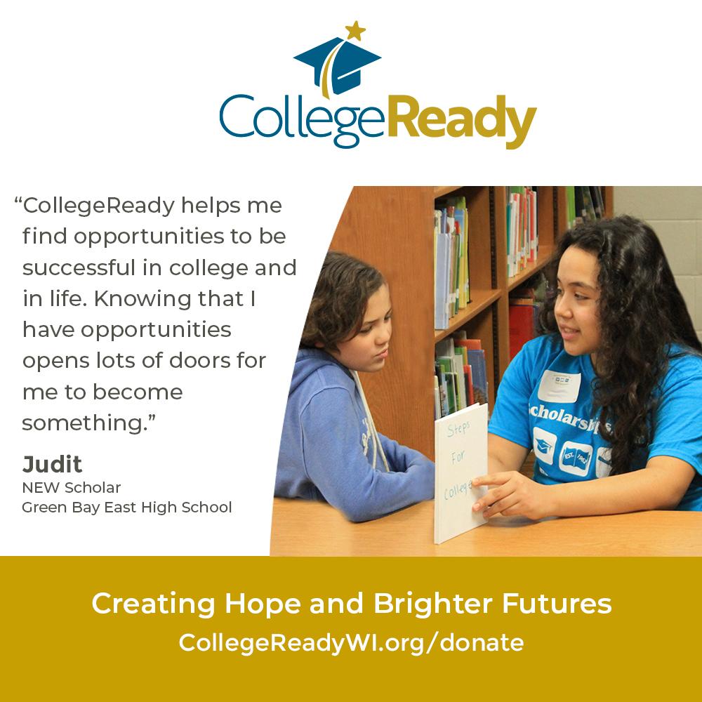 CollegeReadyWI's tweet photo. Local students need your help to pursue their dreams of earning a college degree. Will you make an investment in our future leaders? #supportlocalstudents #NEWScholars #scholarships #collegeready #collegebound https://t.co/CmYcbYLdJb https://t.co/iqDHlyHJfY