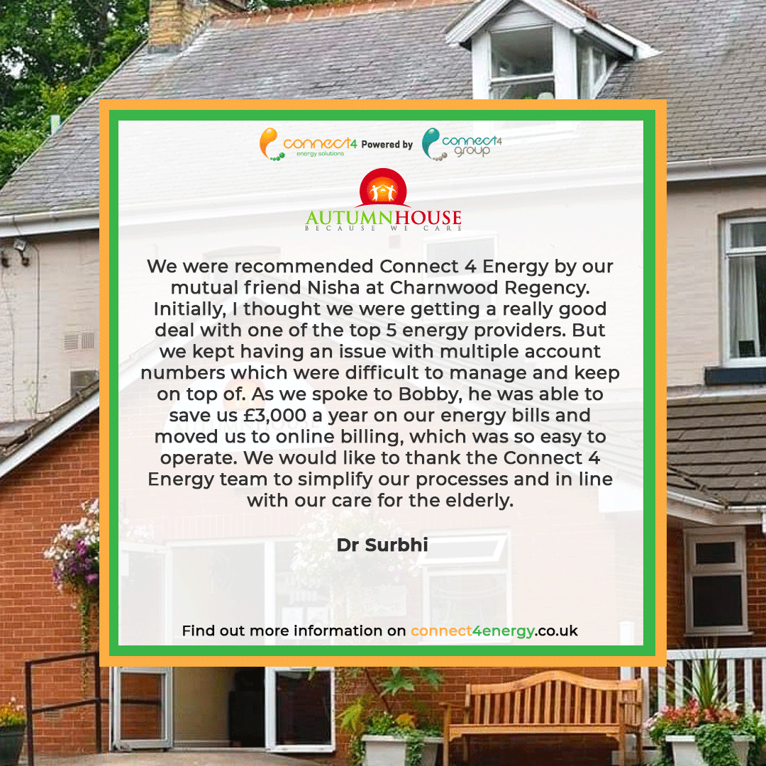 Thanks for your review, Dr Surbhi. 

We love hearing great things about Connect 4 Energy, especially helping you save £3,000 on your energy bills. We hope the care you provide to the elderly continues!

#SME #Business #EnergyBills