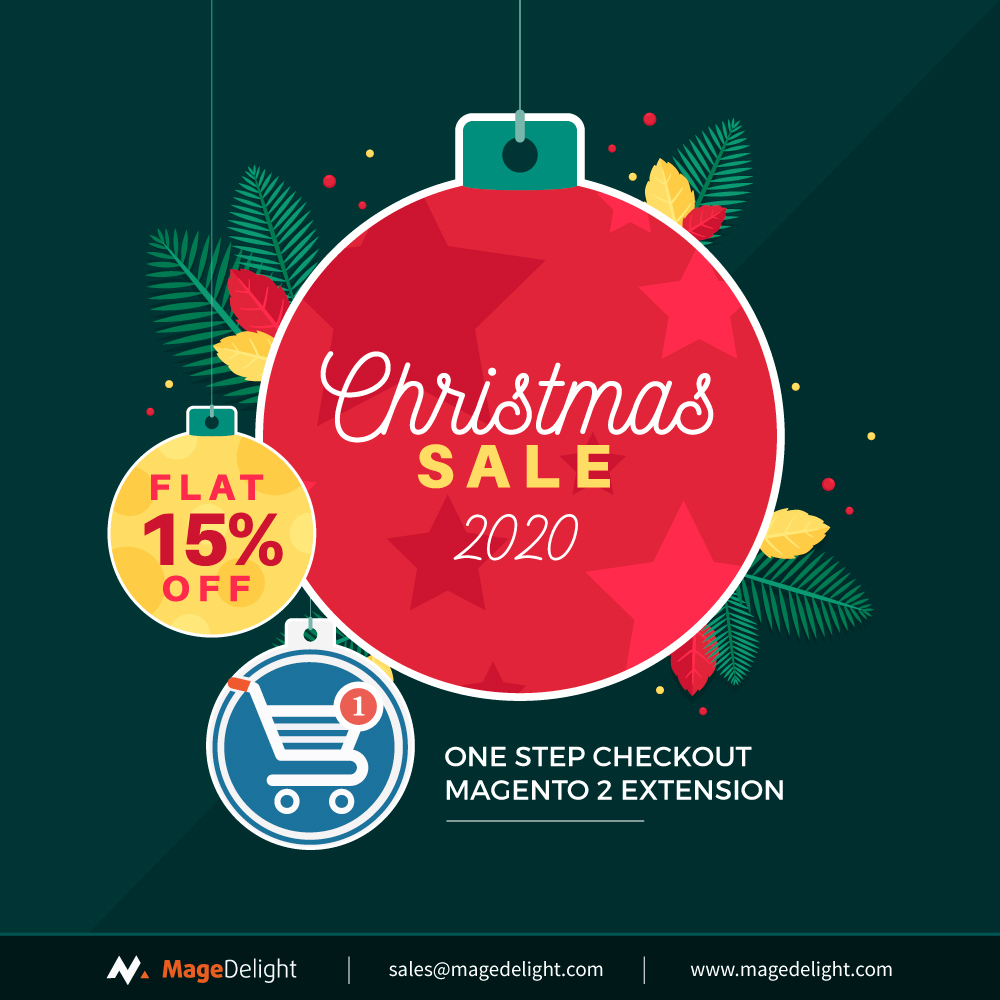 MageDelight's tweet image. This #Christmas, streamline the checkout process on your #Magento2store and increase the chances of more shoppers completing their purchases with #OneStepCheckout Extension.
Use coupon code &quot;&quot;XMASMAGE20&quot;&quot; &amp;amp; receive FLAT 15% OFF! bit.ly/3phj3G7#Christ… #ChristmasEveEve