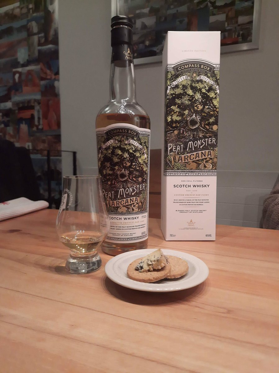 Another Compass Box edition of our calendar! A different peat monster, this time the Arcana. Another one of Patrick’s, paired with oaties &amp; Stilton!

The Arcana is a heavily peated dram, but with a lot of other interesting flavours such as pineapple, honey and a touch of spice!