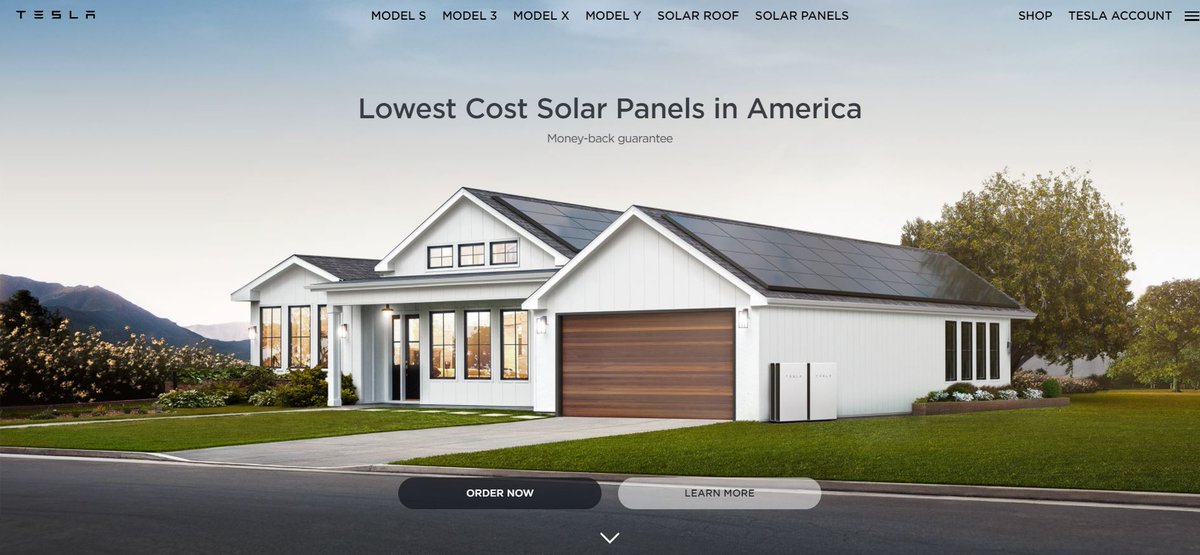 5. TeslaTesla uses no advertising, so their site reflects the same story.They want to sell you the most environmentally friendly options on the market at a price you can afford.They don't spend any space on their pages trying to sell, they just want to show you the future.