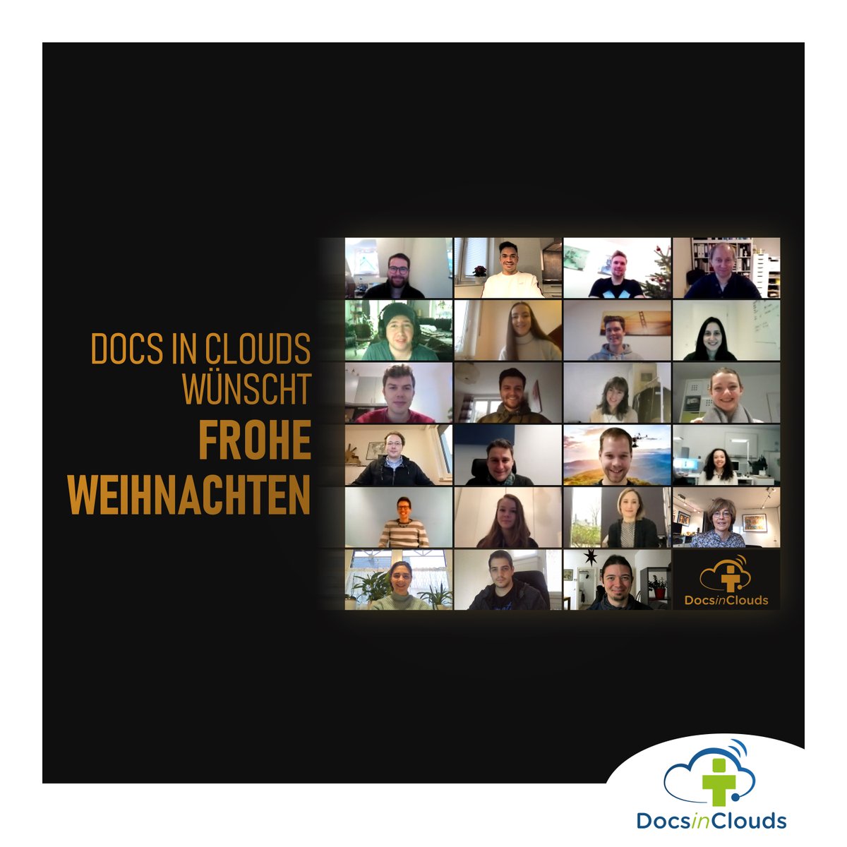 DocsinClouds's tweet photo. All Docs in Clouds employees wish you a Merry Christmas and a Happy New Year from the home office!
Stay healthy! 🍀

#merrychristmas #docsinclouds #telemedicine #aachen #staysafe https://t.co/807w61Bo9S