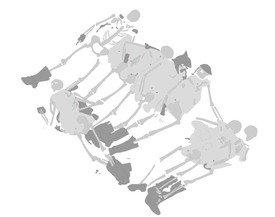 2/ It started with a boot, sticking out of a rectangular feature that turned out to be an early field grave with 7 German soldiers from RIR nr. 209, making it very likely that they were killed in Oct. 1914, almost exactly 100 yrs before they were found. #FWW  #Archaeology