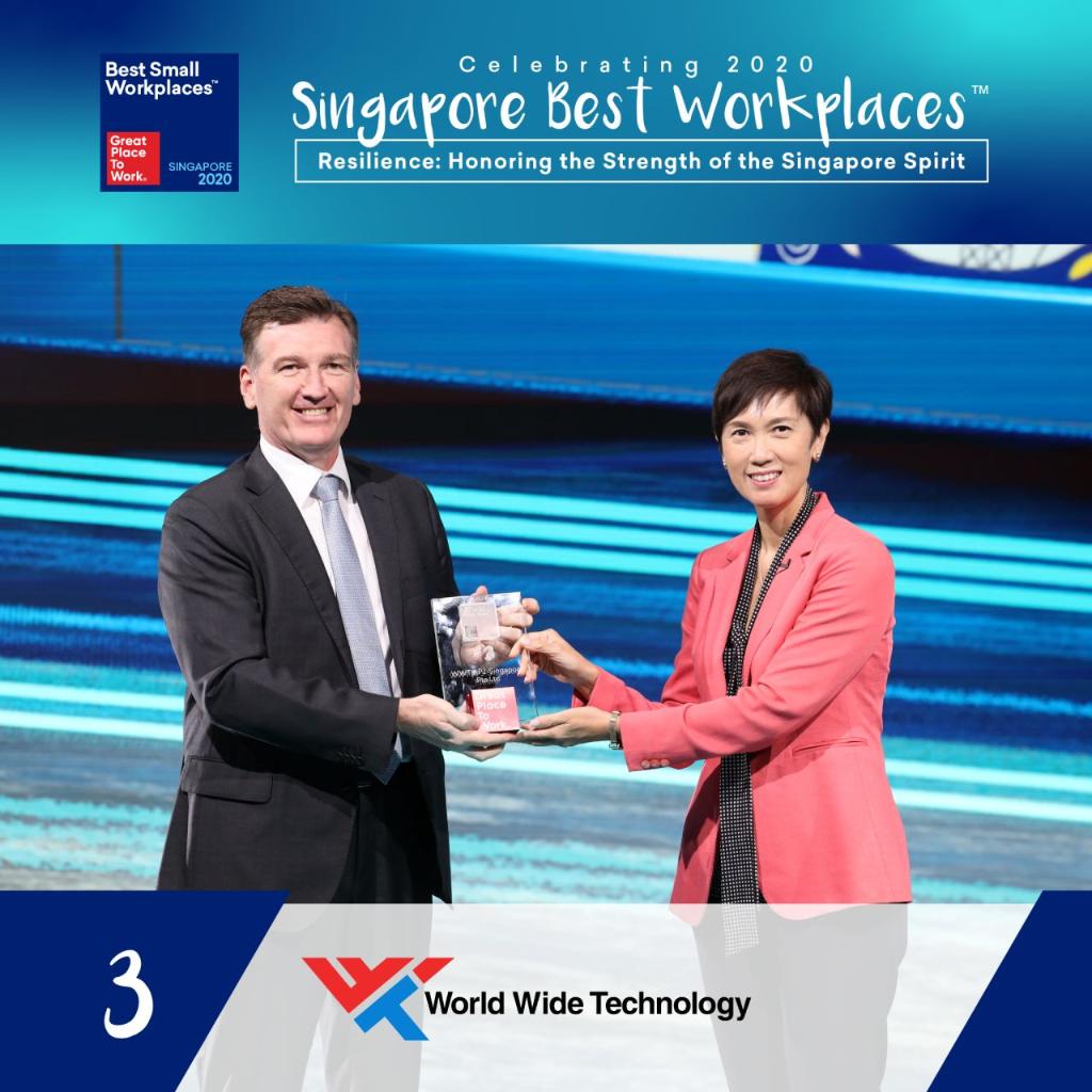 WWT was ranked 3rd in Singapore Best Workplaces for 2020 under the Small Workplace category by the Great Place to Work Institute!  It is a great honor &amp; this award goes out to all our employees, who are the heart of our operations. ms.spr.ly/6016pZtta #GPTW4ALL