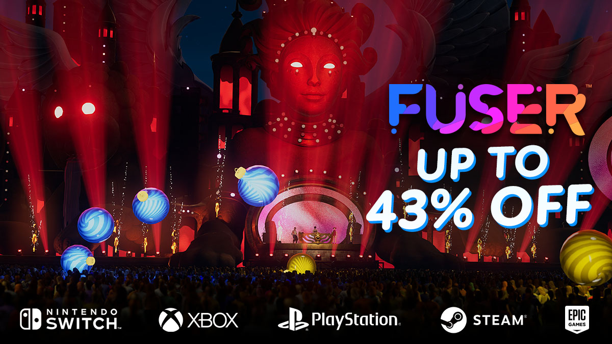 FUSERgame's tweet photo. 🎅 Need a last-minute gift idea? Holiday sales are all the rage. 🎁 For #12DaysOfMixmas DAY10, give yourself, a friend, or a loved one the gift of FUSER, at a discount, from #Xbox, #Playstation, #NintendoSwitch #Steam, and #EpicGames❗ https://t.co/obyDe5X92W #PlayFUSER https://t.co/T3Z1IXAZkM