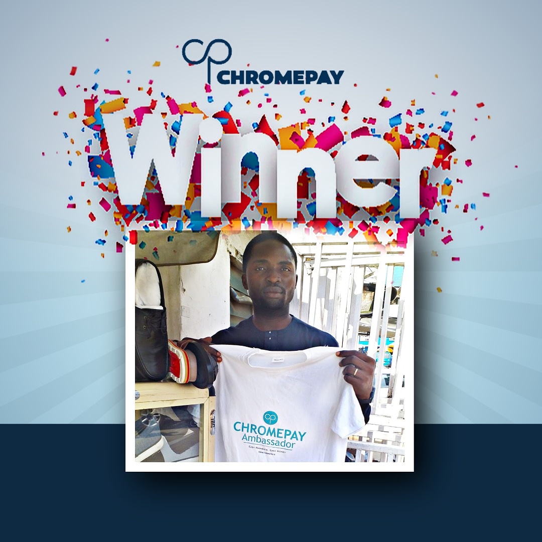 Congratulations to Francis, our first winner of ChomePay's #ChristmasGiveaway. 

N50,000 is also going to one lucky winner this Friday, on Christmas Day. You only need to perform three or more transactions to qualify! 

Download ChromePay from your app store to get started!