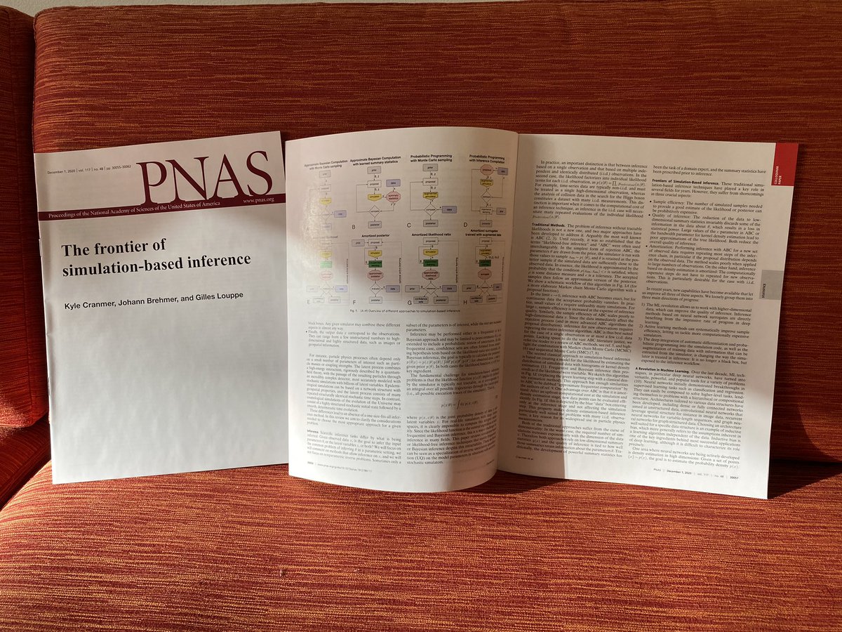 Look what arrived.. physical copies of our article in PNAS on the frontier of simulation based inference <a href="/glouppe/">Gilles Louppe</a> and Johann Brehmer 

pnas.org/content/117/48…