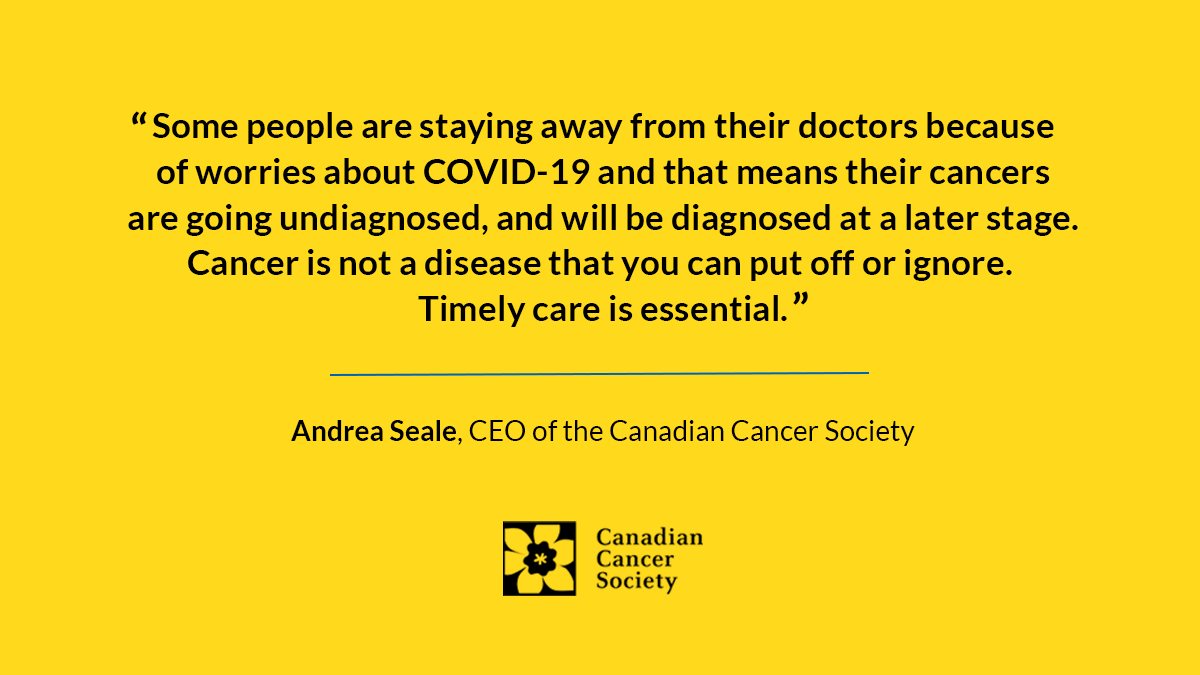 cancersociety's tweet photo. Our CEO @andreaseale joined @cbcradio to share the impact of #COVID19 on cancer care in Canada.
➡️Take a moment to listen: https://t.co/7aTZBrn6Y6

And if you notice changes to your body – like a new growth or lump, increased fatigue or dramatic weight loss – speak with a doctor. https://t.co/o7PisHgQ8C