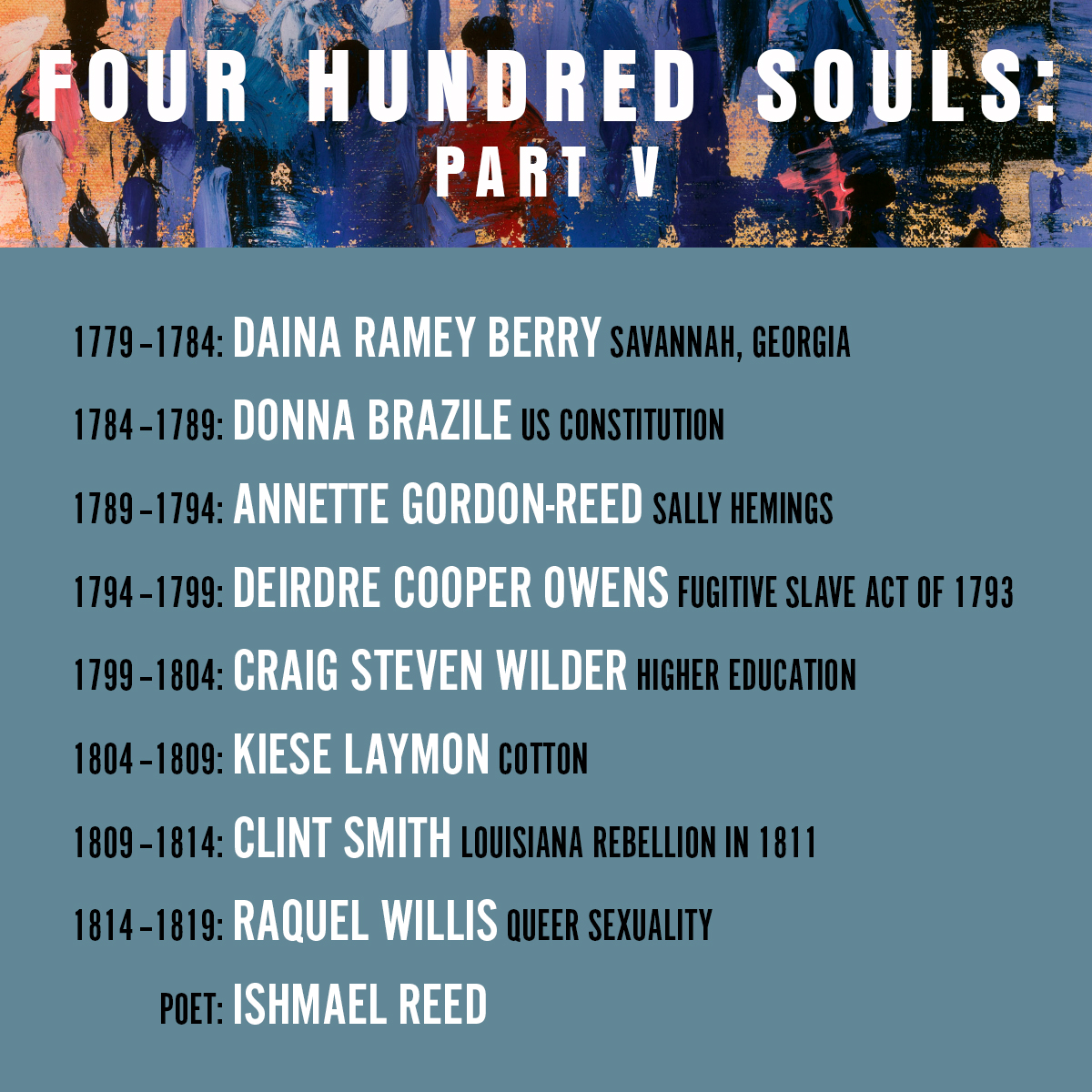 ibramxk's tweet image. Glad to unveil the contributors for part 5 of #400Souls edited with @KeishaBlain! Shouts to @DainaRameyBerry, @donnabrazile, @agordonreed, @drcooperowens, @craigswilder, @KieseLaymon, @ClintSmithIII, @RaquelWillis_ &amp;amp; @ishmaelreed. Coming 2/2/2021.
penguinrandomhouse.com/books/624334/f…