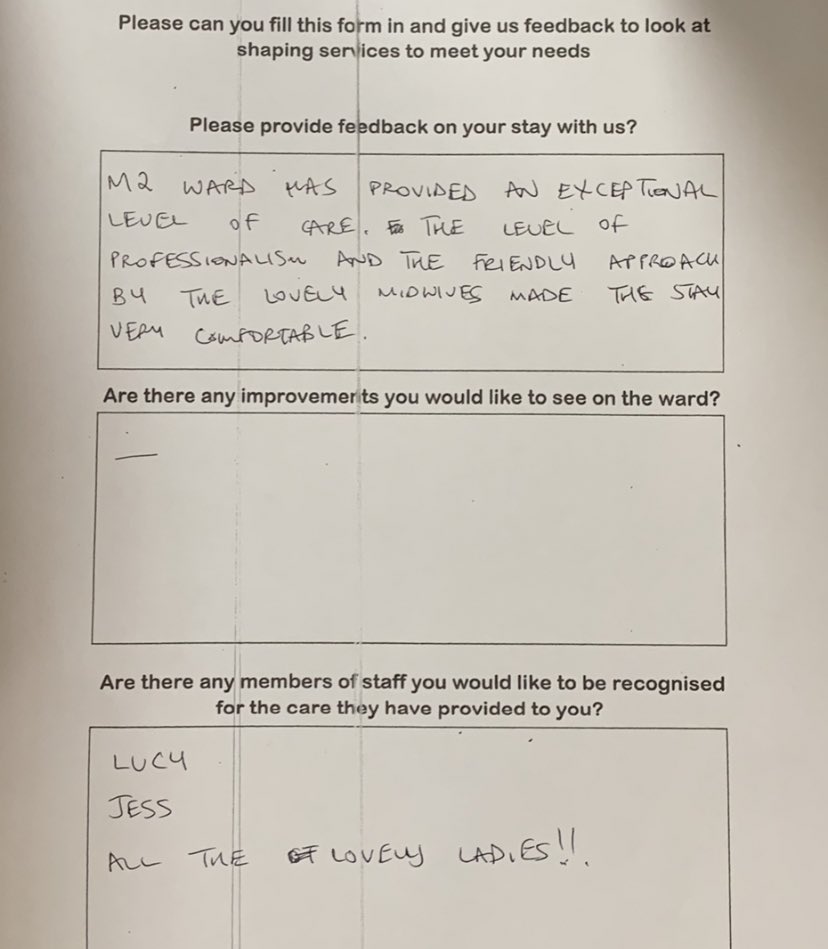 Lovely feedback received from ladies I cared for during my final placement on the Antental Ward ... 🥰 Antental Ward placements now competed as a student ✅ x