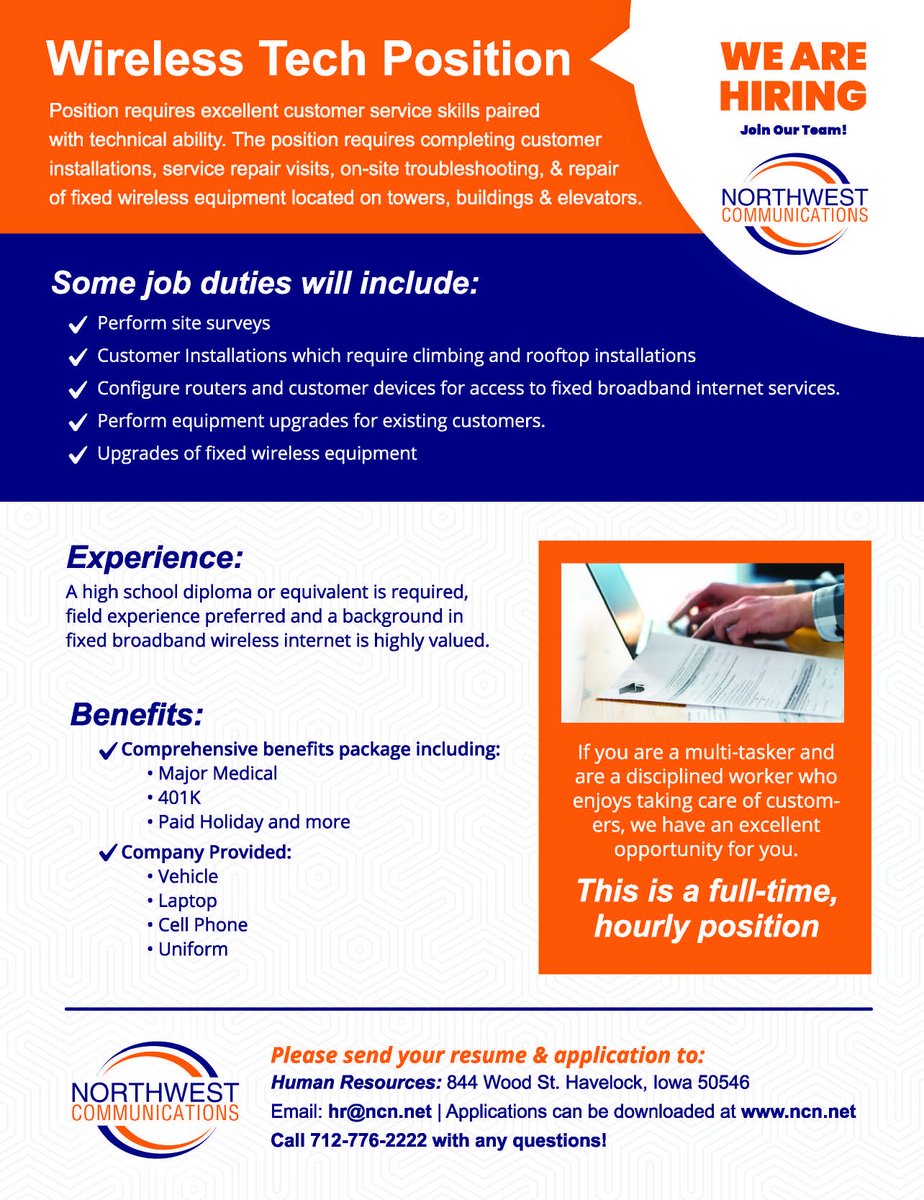 Northwest Communications has an opening!