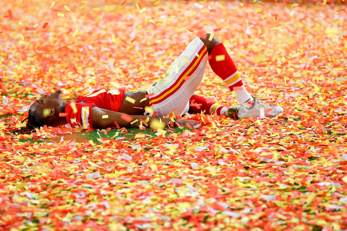 𝗙𝗘𝗕. 𝟮 — Kansas City won its first championship in 50 years behind the arm of 24-year-old Patrick Mahomes, the youngest QB to own an NFL MVP trophy and a Super Bowl ring.