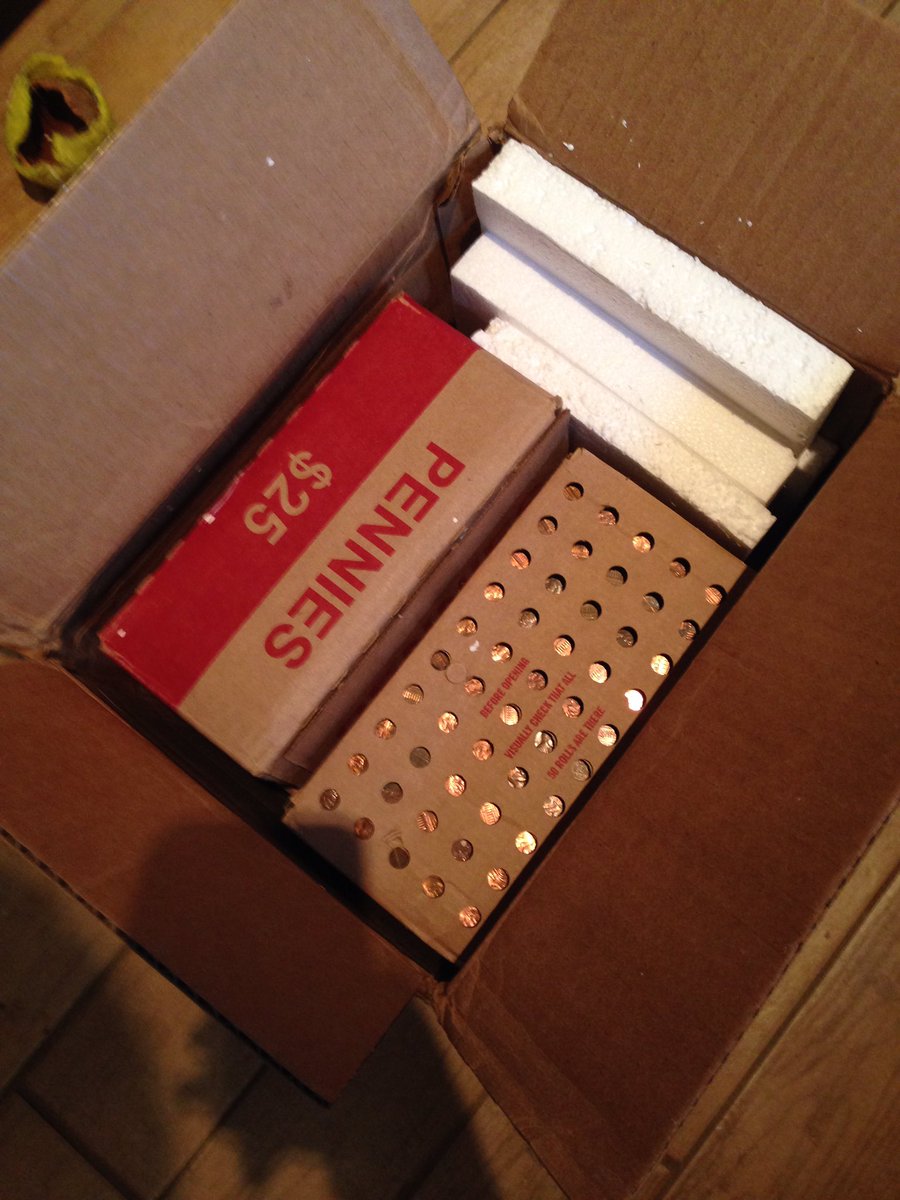 mr_corbod's tweet photo. @ESPNNFL @danorlovsky7 @mspears96 Someone spent $47 to ship me $100 in pennies to pay off a bet. Heavier than you’d think. https://t.co/B1HPjNQLYy