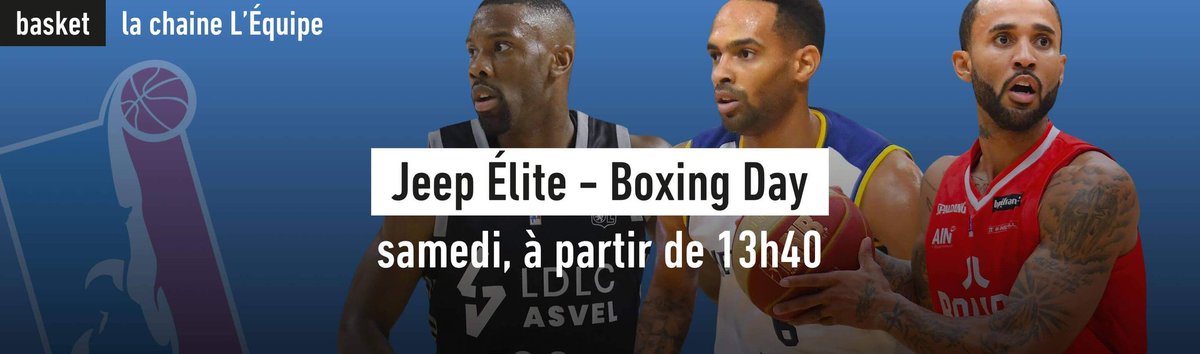 FredMazeas's tweet photo. J-3 avant triple dose #JeepELITE sur @LaChaineLequipe ! 🚨🏀🎅 #BoxingDay

14h05 @MSB_Officiel-@Metropolitans92
16h15 @LDLCASVEL-@BCMBasket
18h30 @jdadijonbasket-@JLBourgBasket

📺 @ClaireBricogne 
🎙 @pa_75 @ChristDenis1973 @SimonDarnauzan @FredMazeas 
📡 @Ma_gras @ChloeWest_13 https://t.co/lTbbj6vL8W