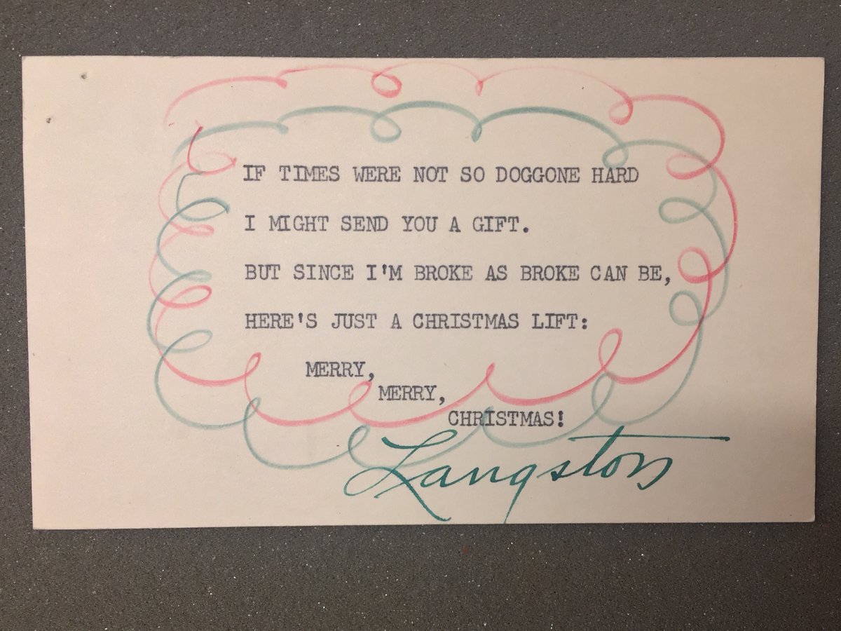 Christmas cards made by Langston Hughes to send to friends, 1950
Related: Langston Hughes Holidays: Mondays at Beinecke, December 21, 2020 bit.ly/3rfN8rk