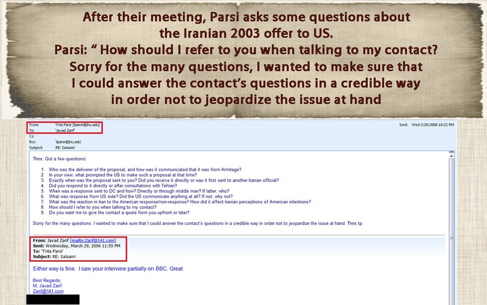 6)Parsi has a history of exchanging emails with Zarif.Here are just four examples.Thread below provides much more in detail. https://twitter.com/HeshmatAlavi/status/1333428503442763776?s=20