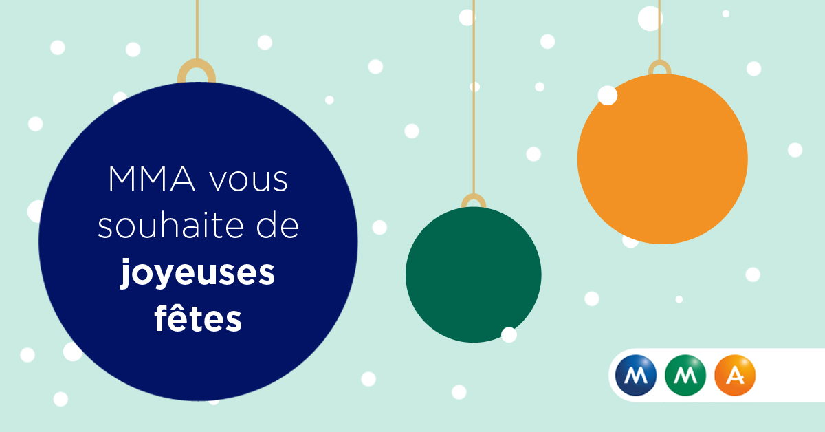 Malgré les circonstances exceptionnelles, l'ensemble des collaboratrices et collaborateurs MMA vous souhaite de bonnes fêtes de fin d'année… 🎄 Dans le respect des #gestesbarrières et des recommandations bien sûr ! #RestezPrudents