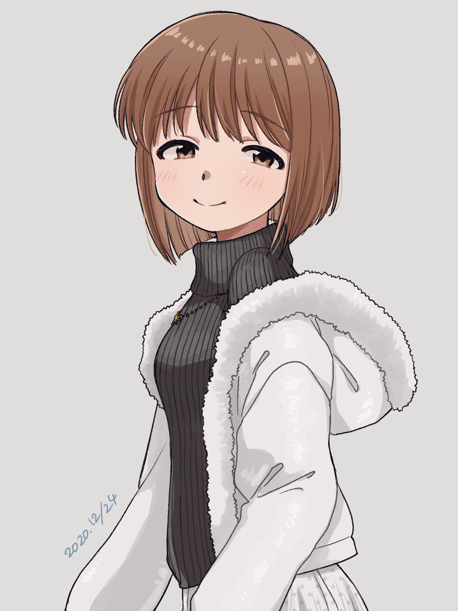 hagiwara yukiho 1girl solo short hair smile brown hair bob cut brown eyes  illustration images