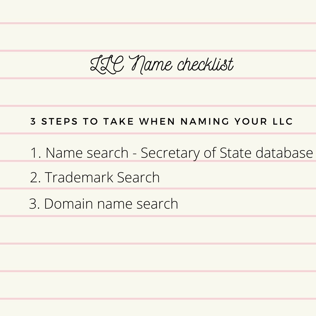 my1kwebsite's tweet photo. 3 steps to take before filing your LLC paperwork:
1. Name search 
2. Trademark search
3. Domain name search

#startups
#smallbusinesstips
#my1kwebsite https://t.co/LkoWVTHfdI