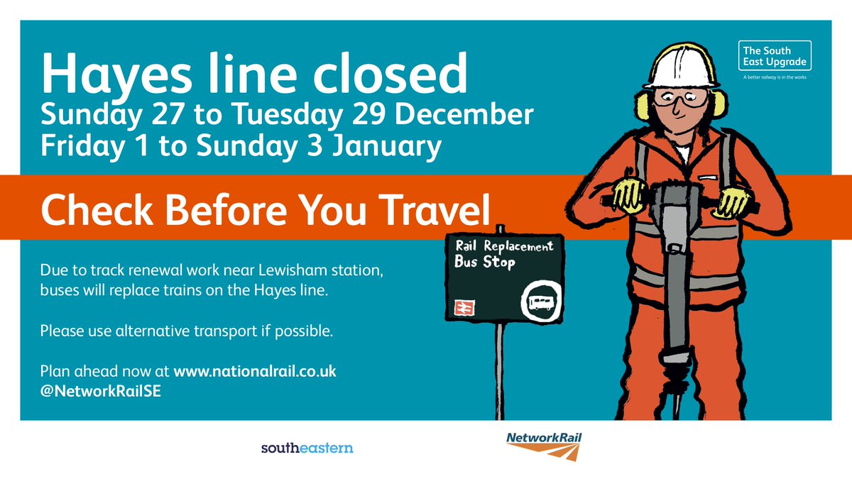 Se_Railway's tweet photo. Work continues on the £1.25bn South East Upgrade over Christmas and New Year.
@NetworkRailSE is replacing track to help us deliver more reliable journeys.
#CBYT https://t.co/kZQoCjgRY4