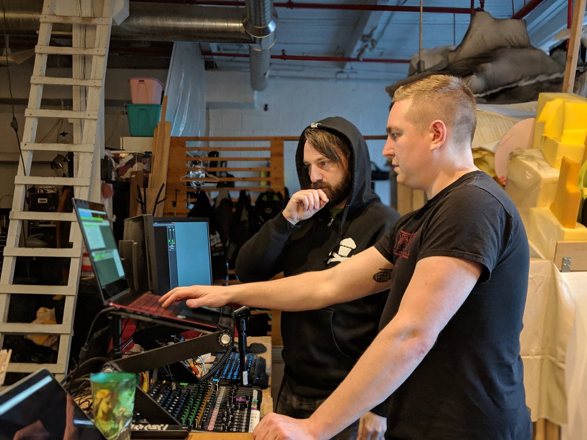 projectadven's tweet photo. Where would we be without our small yet mighty crew? @CliffyVG, @honestbleeps, and Bill did everything from carrying a head mic through the woods and managing streams to completely rearranging/re-wiring the studio (twice). https://t.co/buVIBCUmp6