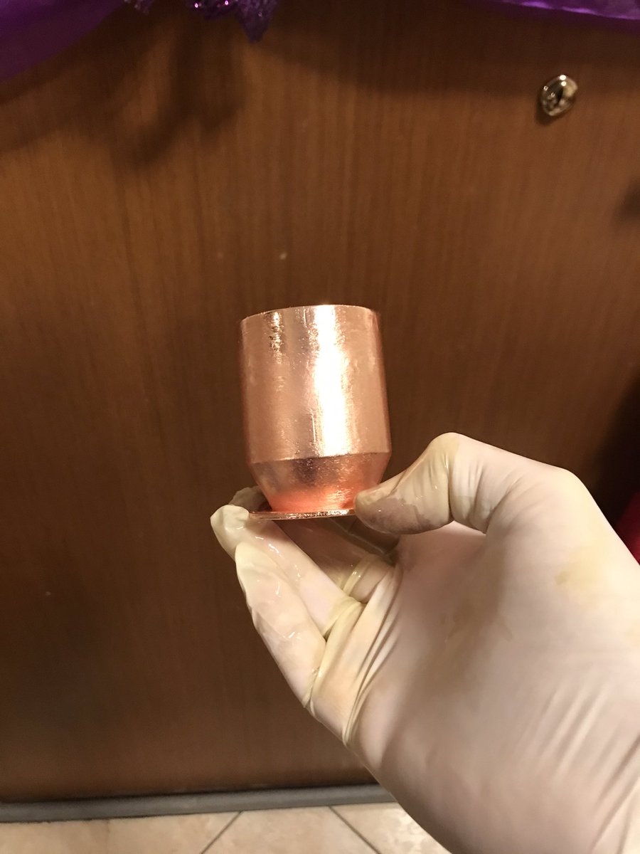 SV1CAL's tweet photo. Just finished copper plating my 3D printed 8 GHz dual mode feed ! I plan on using it for X-Band weather sat reception. This is a down-scaled / resimulated version of the 1296 MHz W2IMU/N2UO dual mode septum feed. https://t.co/MlGtD0dGAT