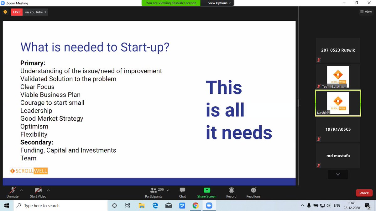scrollwell's tweet photo. Online Workshop on idea Validation and Creating Viable Business Plan on 22nd Dec, 2020 organized by Scrollwell in Collaboration with CMR Technical Campus
#scrollwell #IDEA #startups #poc #entrepreneur #innovation #innovation #Creativity #DesignThinking
#Entrepreneurship https://t.co/uWfSnPMFNX