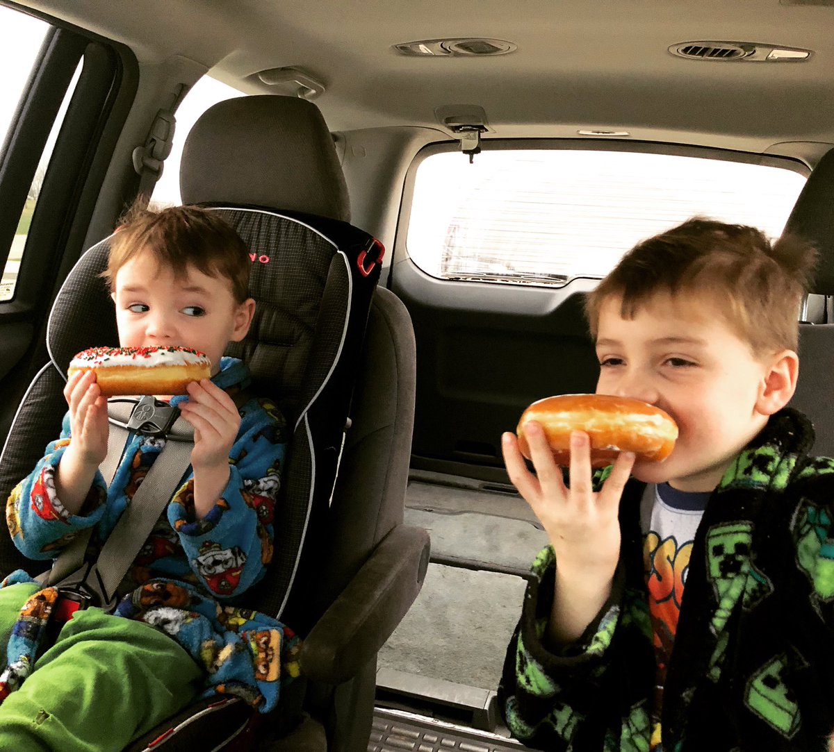 First day of break means robes &amp; huge donuts from <a href="/icondonuts/">icondonuts</a> #yum #celebration #christmasbreak